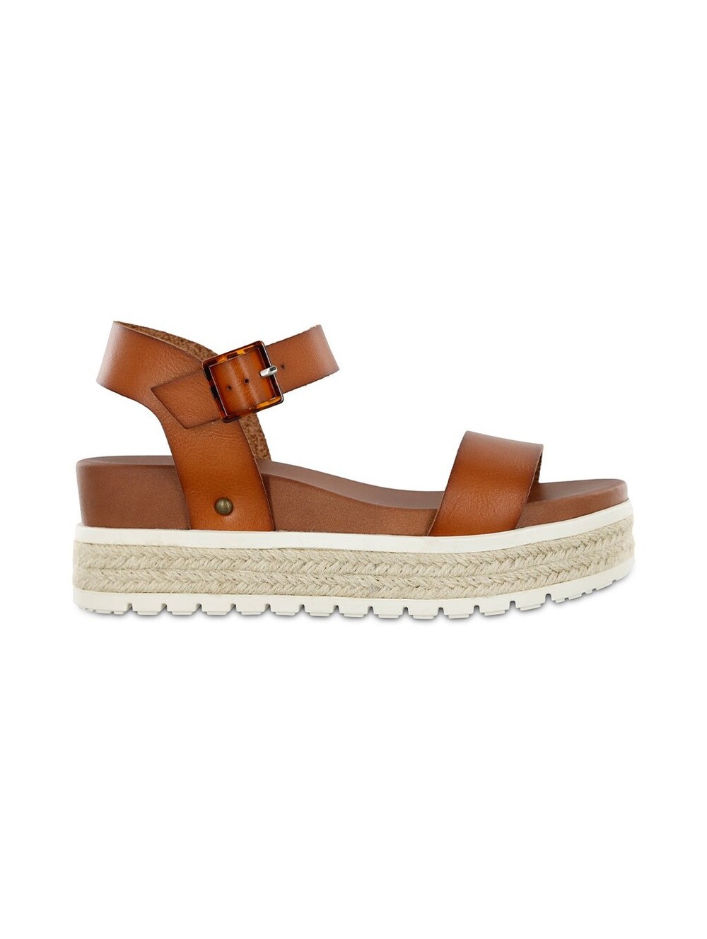 New In Box MIA Women's Cognac Leather Platform Sandals Sz 8.5